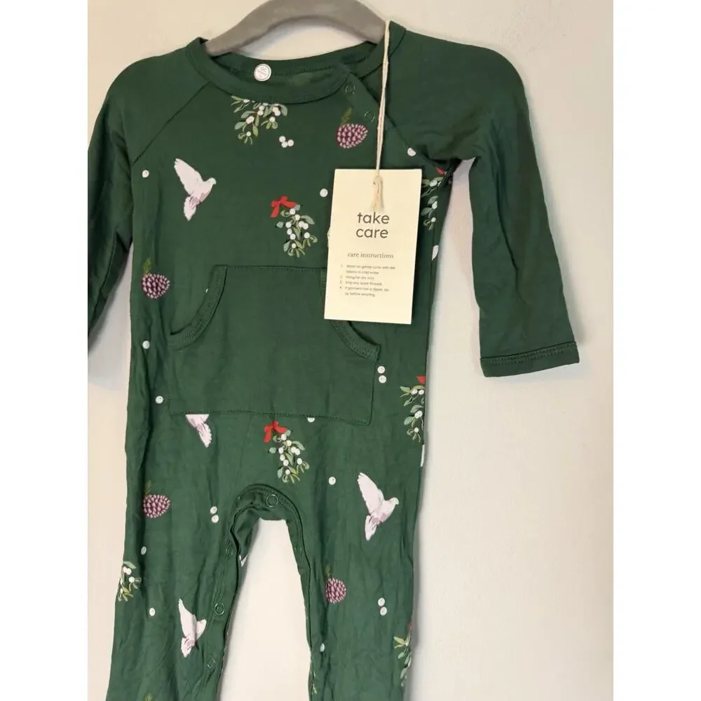 Kyte Baby 6-12 Months Green Bamboo Knit Long Sleeve One-Piece Romper NWT
